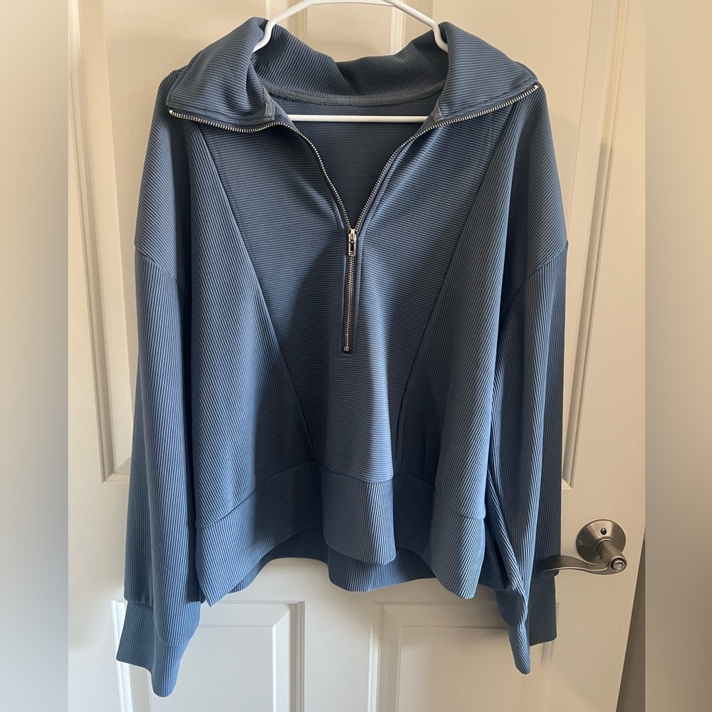 Blue Crop Quarter-Zip Pullover XL